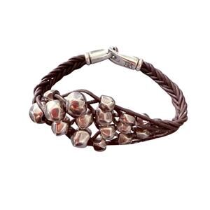 Uno De 50 Leather Cord Beaded Bracelet